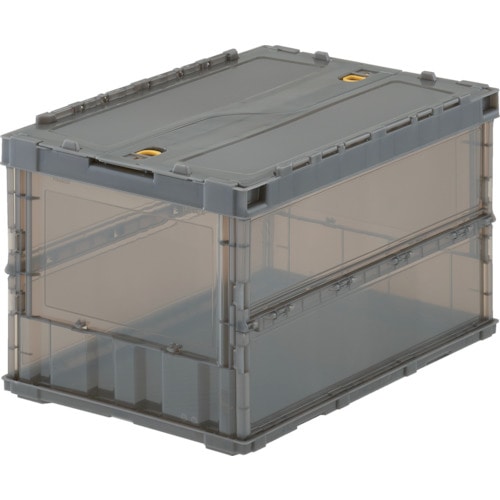 トラスコ中山 TRUSCO オリコン 薄型折りたたみコンテナ スケルコン 50L ロックフタ付 透明ブラウン ブラウン(ご注文単位1個)【直送品】