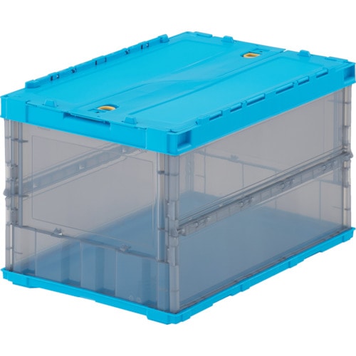 トラスコ中山 TRUSCO オリコン 薄型折りたたみコンテナ スケルコン 50L ロックフタ付 ブルー/透明ブラック ブルーツートン(ご注文単位1個)【直送品】
