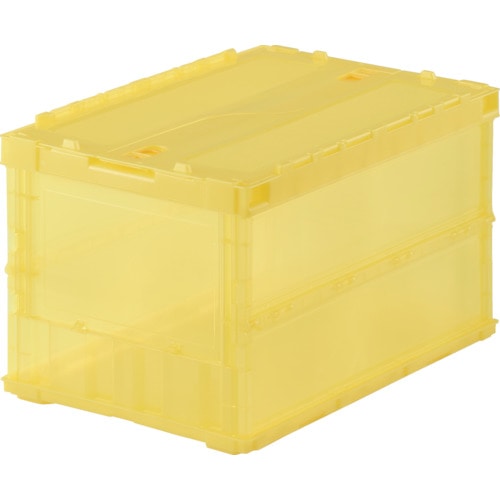 トラスコ中山 TRUSCO オリコン 薄型折りたたみコンテナ スケルコン 50L ロックフタ付 透明イエロー 黄(ご注文単位1個)【直送品】