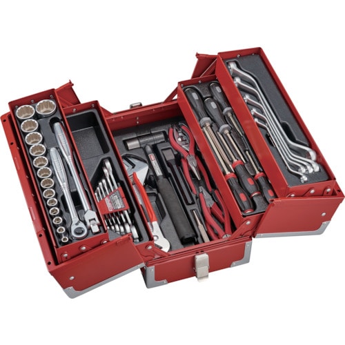 トラスコ中山 TONE 整備用工具セット ツールセット(メンテナンス用) レッド 間口433×奥行220×高さ240mm(ご注文単位1セット)【直送品】