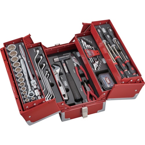 トラスコ中山 TONE 整備用工具セット ツールセット (レッド仕様) 間口433×奥行220×高さ240mm(ご注文単位1セット)【直送品】