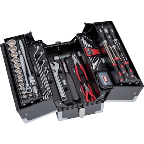 トラスコ中山 TONE 整備用工具セット ツールセット (ブラック仕様) 間口433×奥行220×高さ240mm(ご注文単位1セット)【直送品】