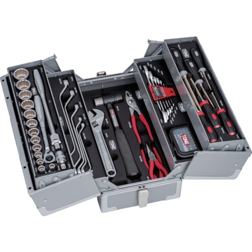 トラスコ中山 TONE 整備用工具セット ツールセット (シルバー仕様) 間口433×奥行220×高さ240mm(ご注文単位1セット)【直送品】