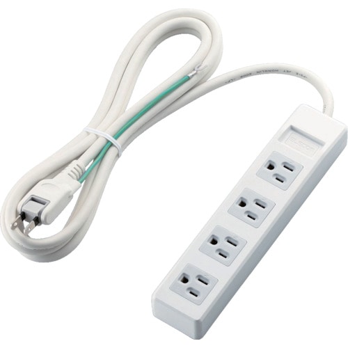 トラスコ中山 エレコム オフィス用タップ 3ピンプラグ マグネット付 4口 2.5m ホワイト(ご注文単位1個)【直送品】