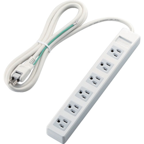 トラスコ中山 エレコム オフィス用タップ 3ピンプラグ マグネット付 6口 2.5m ホワイト(ご注文単位1個)【直送品】