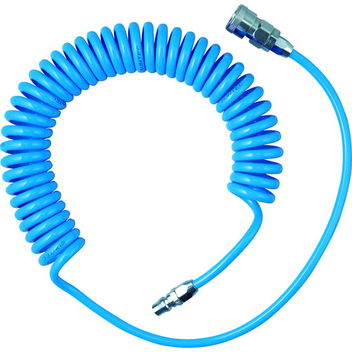 トラスコ中山 TRUSCO αウレタンコイルホースブルー カップリング付 2m(ご注文単位1本)【直送品】