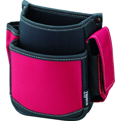 トラスコ中山 TRUSCO 腰袋 2段 携帯電話ホルダー付き レッド(ご注文単位1個)【直送品】