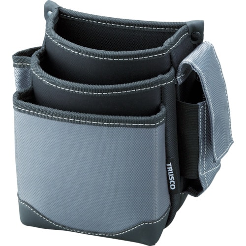 トラスコ中山 TRUSCO 腰袋 3段 携帯電話ホルダー付き グレー(ご注文単位1個)【直送品】
