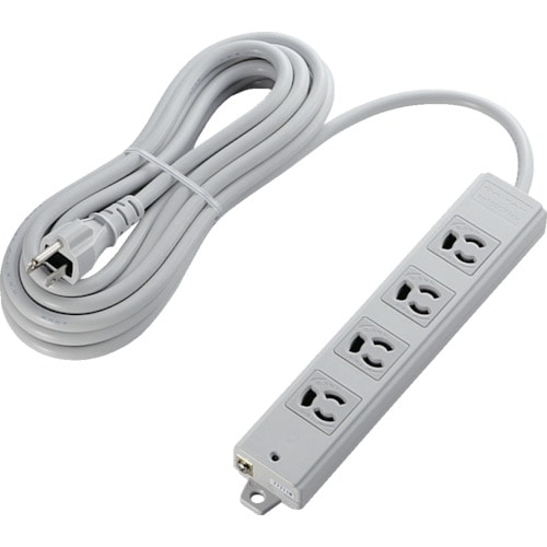 トラスコ中山 エレコム RoHS対応 3P 抜け止 マグネット 4個口 5.0m グレー(ご注文単位1個)【直送品】