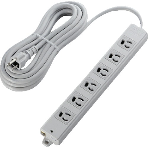 トラスコ中山 エレコム 工事用タップ EURoHS指令準拠 抜け止 3P マグネット 6個口 5.0m グレー(ご注文単位1個)【直送品】