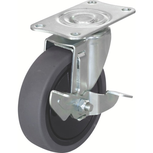 トラスコ中山 TRUSCO 省音キャスター(プレート式)自在ストッパー付φ100エラストマー車(ご注文単位1個)【直送品】