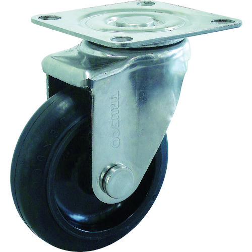 トラスコ中山 TRUSCO キャスター TYSシリーズ オールステンレス 自在 ゴム車100mm(ご注文単位1個)【直送品】