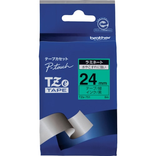 トラスコ中山 ブラザー Tzeテープ 黒文字/緑地/24mm(ご注文単位1個)【直送品】