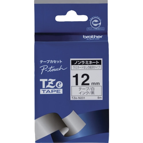 トラスコ中山 ブラザー Tzeテープ ノンラミネート 黒文字/白地/12mm(ご注文単位1個)【直送品】