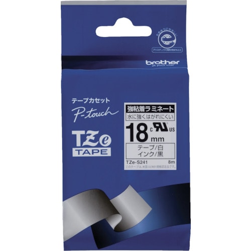 トラスコ中山 ブラザー Tzeテープ 強粘着 黒文字/白地/18mm(ご注文単位1個)【直送品】