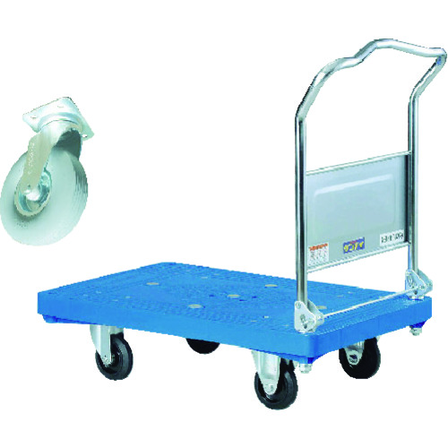 トラスコ中山 ダンディ プラスチック台車 ダンディPシリーズ タイプPA 折りたたみハンドル式 悪路用キャスター(ノーパンクタイヤ) 仕様 W905×D605(ご注文単位 1台)【直送品】