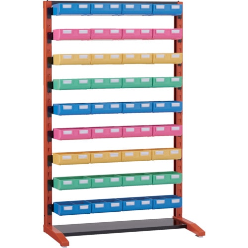 トラスコ中山 TRUSCO UPR型ビンラック 片面 H1450 ビン大黒X12橙・白・緑各8個付 黒(ご注文単位 1台)【直送品】