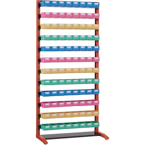 トラスコ中山 TRUSCO UPR型ビンラック 片面 H1900 ビン小黒・橙・白・緑各24個付 黒(ご注文単位 1台)【直送品】