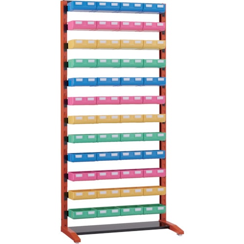 トラスコ中山 TRUSCO UPR型ビンラック 片面 H1900 ビン大黒・橙・白・緑各12個付 黒(ご注文単位 1台)【直送品】