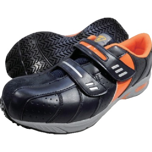 トラスコ中山 日進 マジックタイプ樹脂先芯入りスニーカー ネイビー 24.5cm(ご注文単位 1足)【直送品】