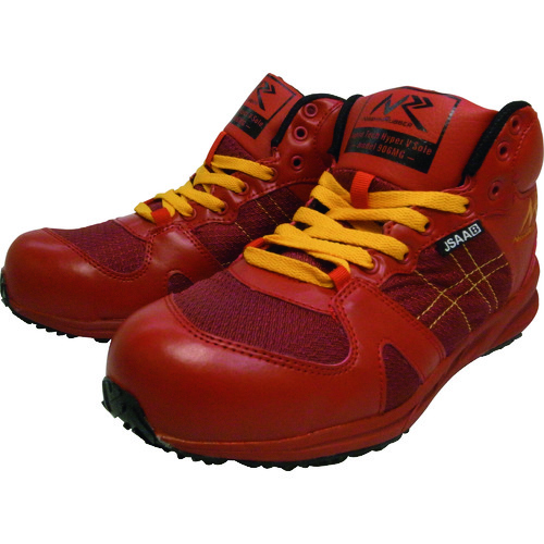 トラスコ中山 日進 プロテクティブスニーカーミドルカット レッド 25.0cm(ご注文単位 1足)【直送品】