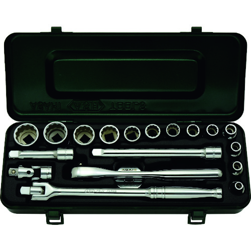 トラスコ中山 ASH 12角ソケットセット3/8(9.5)×19PCS(ご注文単位 1セット)【直送品】