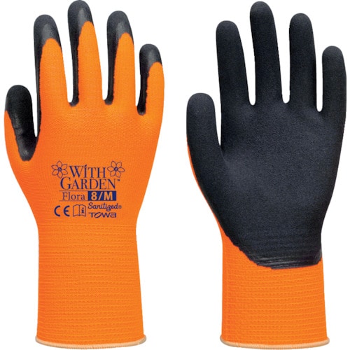 トラスコ中山 トワロン 天然ゴム背抜き手袋 WITHGARDENフローラ サンシャインオレンジ 8/M(ご注文単位 1組)【直送品】