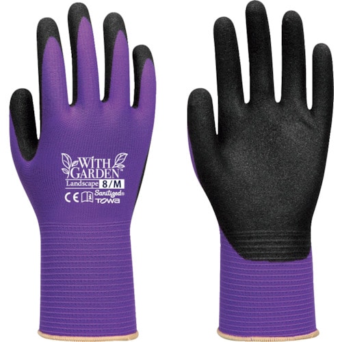 トラスコ中山 トワロン ニトリル背抜き手袋 WITHGARDENランドスケープ バイオレットサファイア 8/M(ご注文単位 1組)【直送品】