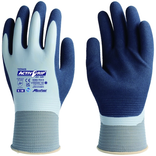 トラスコ中山 トワロン 天然ゴム手袋 ActivGrip XA-326 8/M(ご注文単位 1組)【直送品】