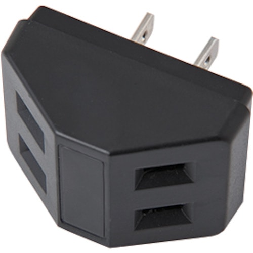 トラスコ中山 YAZAWA 耐トラ付三角タップ2個口黒(ご注文単位 1個)【直送品】