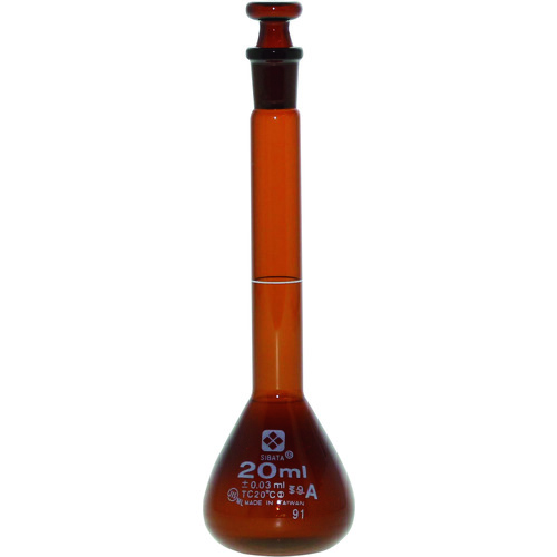 トラスコ中山 SIBATA メスフラスコ 茶 スーパーグレード 20mL 215-8052  (ご注文単位1本) 【直送品】