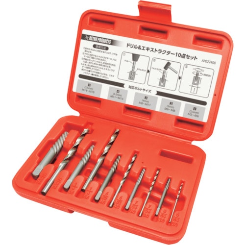 トラスコ中山 アストロプロダクツ ドリル&エキストラクター 10点セット 254-4283 (ご注文単位1セット) 【直送品】