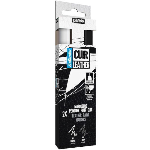 トラスコ中山 ペベオ セタカラーレザー（革用）マーカー マット色 ホワイト＆ブラック 2色セット 607-2936  (ご注文単位1本) 【直送品】