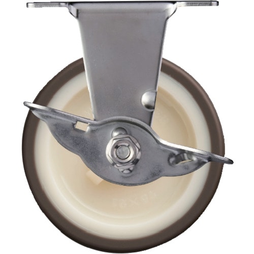 トラスコ中山 ハンマー Eシリーズオールステンレス 固定式ウレタン車輪(ナイロンホイール)75mm ストッパー付 814-1964 (ご注文単位1個) 【直送品】