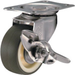 トラスコ中山 ハンマー Eシリーズオールステンレス 旋回式ウレタン車輪(ナイロンホイール)50mm ストッパー付 814-1968 (ご注文単位1個) 【直送品】