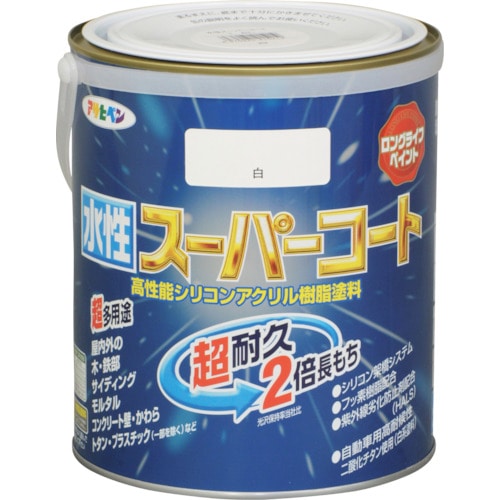 トラスコ中山 アサヒペン 水性スーパーコート 1.6L 白 125-1860 (ご注文単位1個) 【直送品】