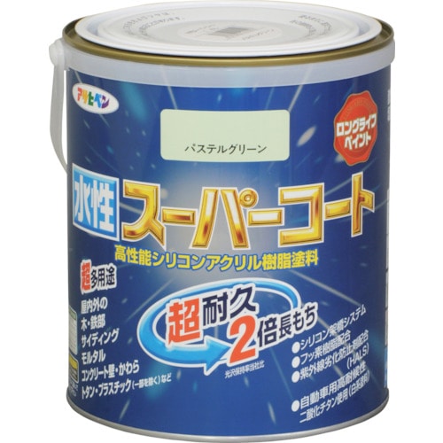 トラスコ中山 アサヒペン 水性スーパーコート 1.6L パステルグリーン 125-1820 (ご注文単位1個) 【直送品】