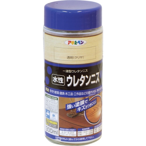 トラスコ中山 アサヒペン 水性ウレタンニス 300ML 透明(クリヤ) 124-2448 (ご注文単位1個) 【直送品】