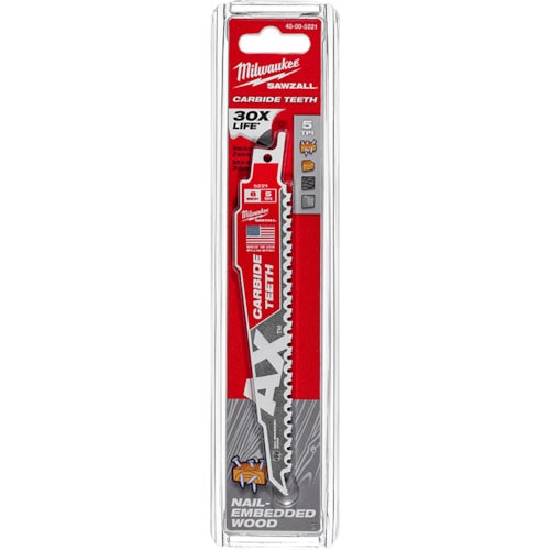 トラスコ中山 ミルウォーキー AX木工用カーバイドレシプロソーブレード 5TPI 152mm (1本) 565-7197 (ご注文単位1個) 【直送品】