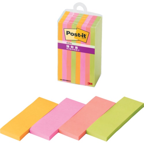 トラスコ中山 3M ポスト・イット 強粘着ふせん マルチカラー6 607-2438  (ご注文単位1箱) 【直送品】