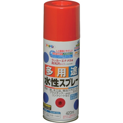 トラスコ中山 アサヒペン 水性多用途スプレー 420ML 赤 824-9113  (ご注文単位1本) 【直送品】
