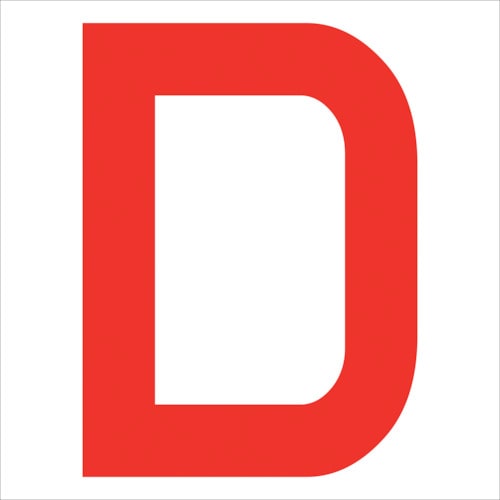 トラスコ中山 グリーンクロス カッティングステッカー 英字D 文字高100mm 赤 256-3708  (ご注文単位1枚) 【直送品】