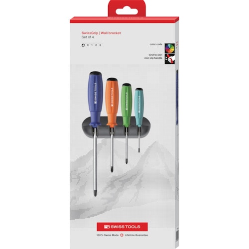 トラスコ中山 PBスイスツールズ スイスグリップ・レインボードライバー4本組 ホルダー付（BOX入り） 554-4164  (ご注文単位1セット) 【直送品】