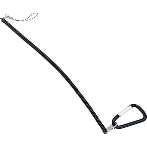 トラスコ中山 エアージェイ NEW カラビナコイルストラップ 太型ロングタイプBK 392-8897 (ご注文単位1個) 【直送品】