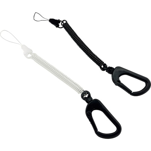 トラスコ中山 エアージェイ カラビナ スマホスパイラルストラップ BK 392-7384 (ご注文単位1個) 【直送品】