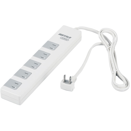 トラスコ中山 バッファロー 2ピン式電源タップ 10個口タイプ 雷サージ防止／集中スイッチ付 1.5m ホワイト 452-8185  (ご注文単位1個) 【直送品】