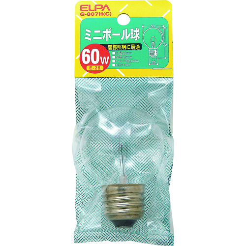 トラスコ中山 ELPA ミニボール 60W 202-0982 (ご注文単位1個) 【直送品】