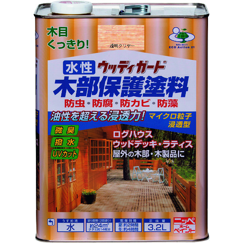 トラスコ中山 ニッぺ 水性ウッディガード 3.2L 透明クリヤー HW213-3.2 859-9114 (ご注文単位1缶) 【直送品】