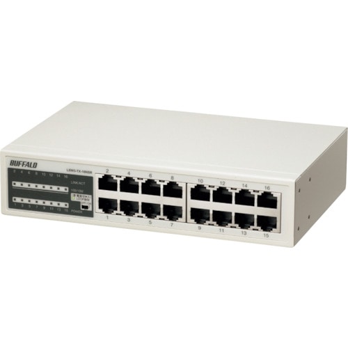 トラスコ中山 バッファロー 10/100M スイッチングHub 金属筐体/電源内蔵モデル 16ポート 429-3650 (ご注文単位1個) 【直送品】