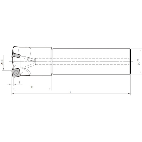 トラスコ中山 京セラ 高送りカッタ MFH Harrier エンドミル（SOMT10タイプ）ロングシャンク 刃径28mm 刃数2枚 全長200mm シャンク径25mm 654-6609  (ご注文単位1本) 【直送品】
